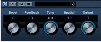 For maximum drive effect, set this to its highest value. Adjusts the post-gain, or output level, of the amplifier.