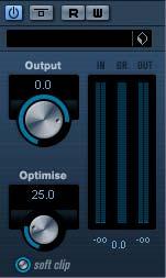 Limiter also features separate meters for the input, output and the amount of limiting (middle meters). The available parameters are the following: Input Allows you to adjust the input gain.