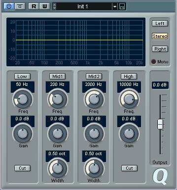 Q Q is a high-quality 4-band parametric stereo equalizer with two fully parametric midrange bands.