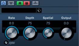 Waveform buttons Tone Depth Speed Tempo sync on/off On button Mono button Output Mix Sets the pitch modulation waveform. Sets the frequency (pitch) of the modulating oscillator (1 to 5000Hz).