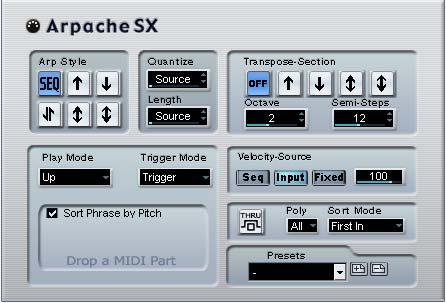 Arpache SX Poly Sort Mode Determines how many notes should be accepted in the input chord. The All setting means there are no limitations.