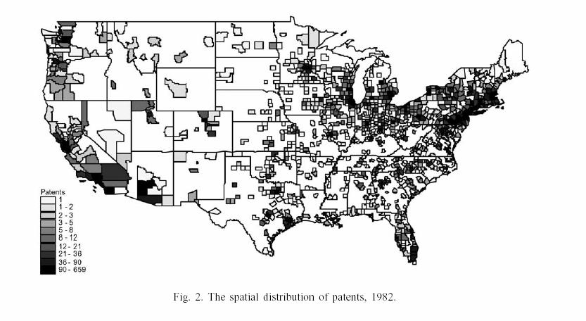 Geographical concentration of Patents and Innovations (U.S.