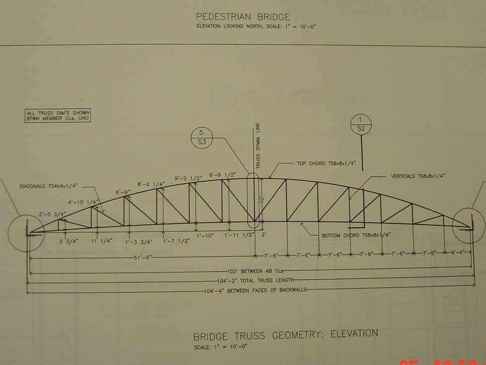 Figure 1. UC, Irvine pedestrian bridge steel truss bridge design layout provided by construction company Figure 11.