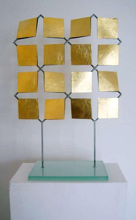 Stainless steel sculpture with gold