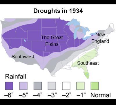 1. What region experienced the greatest drought during the