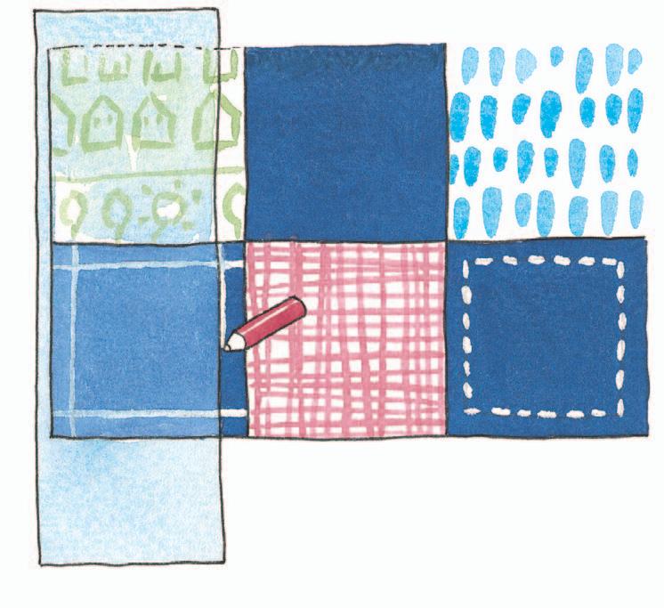 5 Starting with a square in the centre of the quilt, use a chalk liner and a ruler to mark the quilting line ¾in (1.9cm) inside the edge.