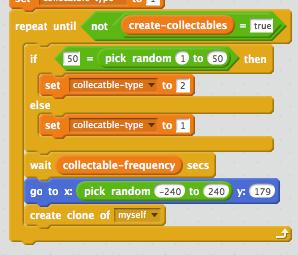 collectable-type is passed to pick-costume when it s called, where it becomes type and can be used inside the more block 4 First, you need to set the collectable type.