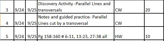 Topic: Use Parallel Lines and Transversals and transversals?