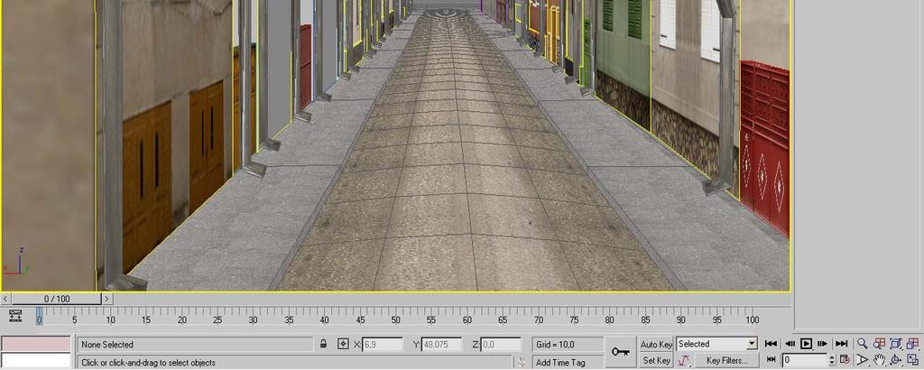 Modeling of an airplane interior and a town street in 3D StudioMax The models were loaded in the application by functions of