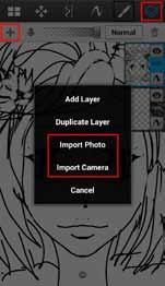 Importing There are two methods for importing images. For saved content or a new canvas 1. Tap, then. 2. Tap, then select Dropbox or Gallery. 3. Locate a sketch and tap it.