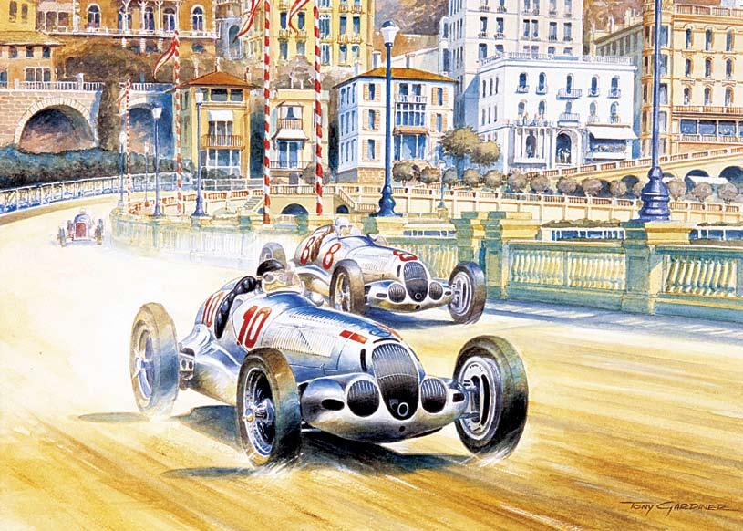 Motorsport racing & rallying Fig 8.11/3 1937 Monaco Grand Prix Watercolour 53.7 x 37.