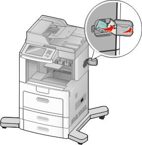 3 If the jammed envelope has entered the printer and cannot be pulled out, then lift the envelope feeder up and then out of the printer, and then set it aside. 4 Remove the envelope from the printer.