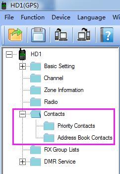 9.Contacts, HD1 contacts consists of two parts, Priority Contacts and Address Book Priority Contacts can save 1000 contacts, you can edit on the CPS.