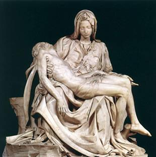 Michelangelo, the sculptor The Pieta marble statue of a