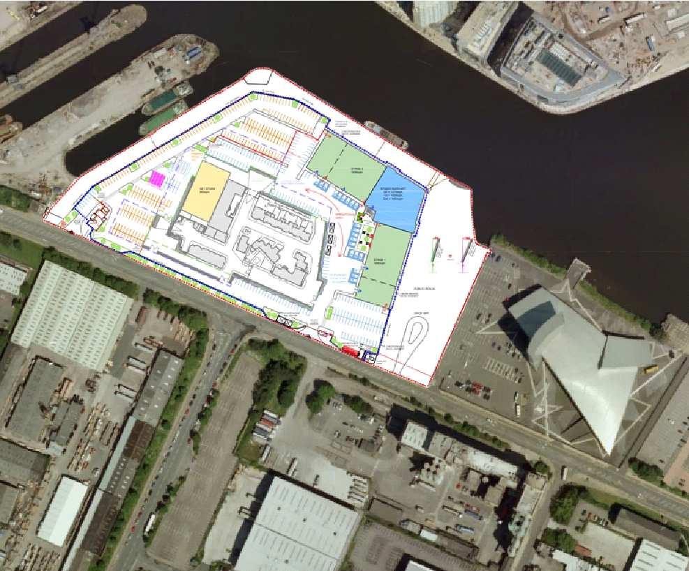 FIGURE 2: ITV TWR SITE, WITH ROUTE OF PROPOSED METROLINK Key: Not to scale Outdoor lot Studio buildings - Proposed route of