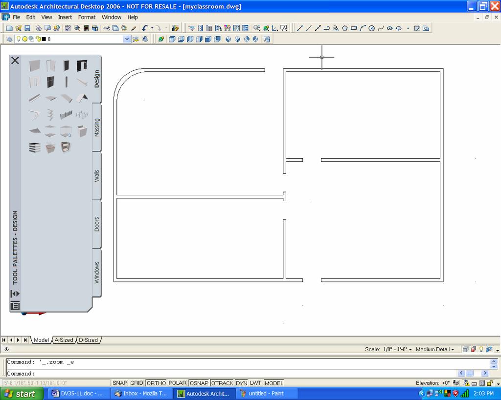 6. Open the drawing you previously saved in AutoCAD now in ADT.
