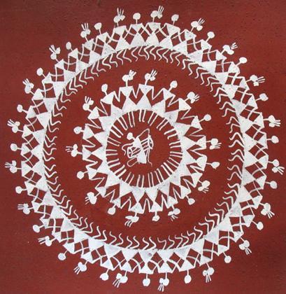 7. Colours Used The walls are made of a mixture of branches, earth and cow dung, making a red ochre background for the wall paintings. The warli use only white for their paintings.
