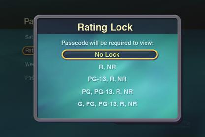 Passcode For All Movies Selecting Lock All Movies means that a passcode must be entered to watch any movie.