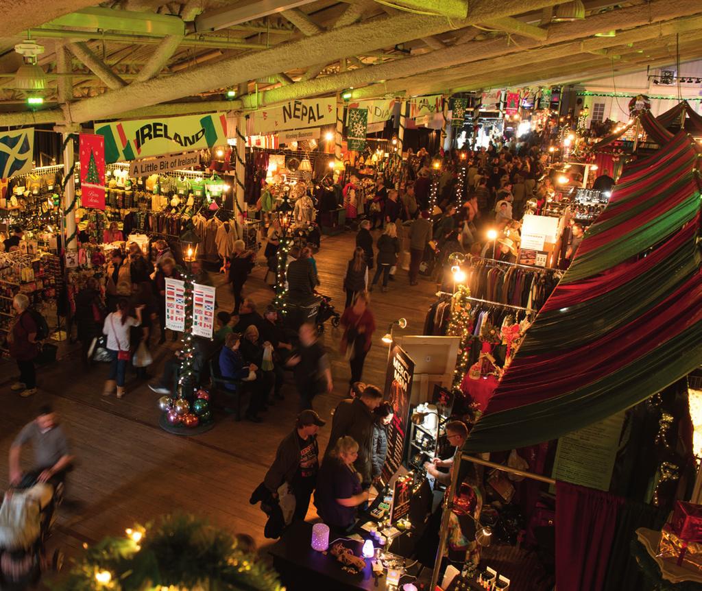 The International Christmas Market features four interconnected halls plus vendors in the Gallery on the Green, Courtyard and Founders Plaza.