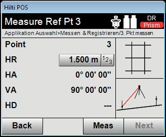 Setting up using control lines Enter the reflector height Measure to referce point 1, th continue with point 2 Enter the