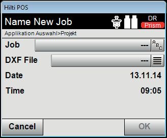 Create or select a new job Shows existing jobs Back to previous dialog View