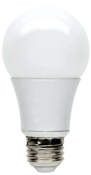 Product No: E9A19DLED27 Wattage: 9W Lumens per Watt: 89 Equivalent Watts: 60W Lamp Shape: A19 Base: E26 (Medium)