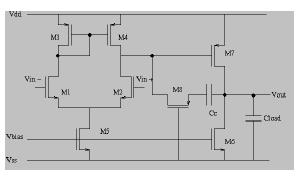 Figure 4: Single Ended Differntial Amplifier in Two Stage Opamp 1.