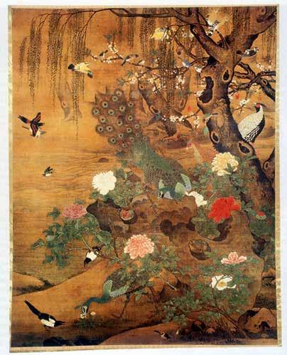 Yin Hong, Hundreds of birds admiring the peacocks, Ming dynasty, late 15th early 16th cent.
