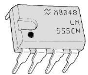 The 555 timer is a very popular and versatile integrated circuit that includes 23 transistors, 2 diodes and 16 resisters on in an 8-pin DIP (Dual In-line Package).