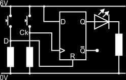 We are not using the Set and Reset inputs here, so they are connected to 0V. Switch on the 6V power supply.