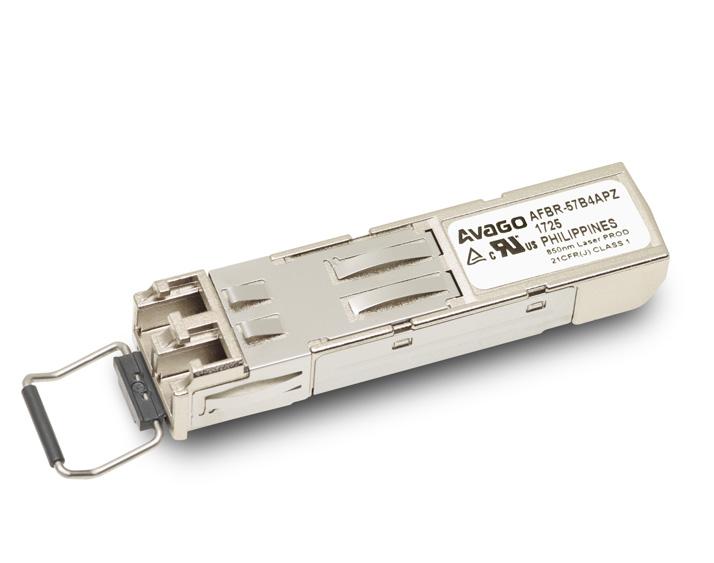 Data Sheet AFBR-57B4APZ DC-50 MBaud 850 nm Multimode LC Duplex SFP Transceiver Description The SFP transceiver provides system designers the ability to implement DC-50 MBaud data transmission over 2