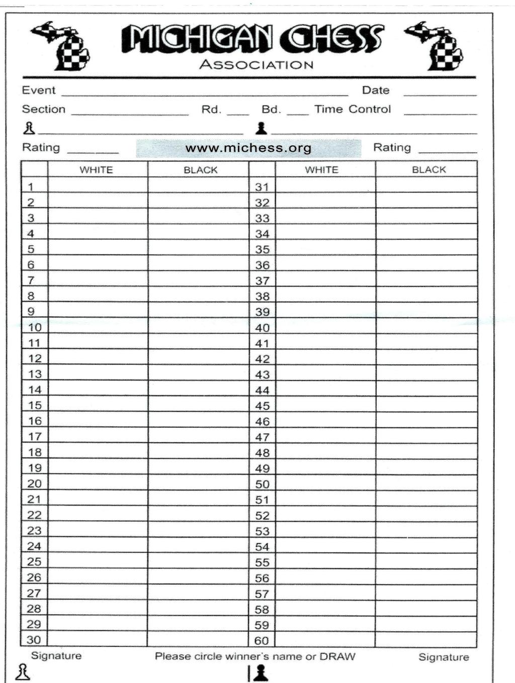 Sample Score Sheet for Challenge Match Challenge Match Jan.