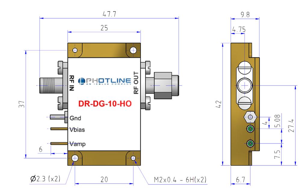 Electrical Schematic Diagram Mechanical Diagram and Pinout All measurements in mm The heatsinking of the module is necessary. It s user responsability to use an adequate heatsink.