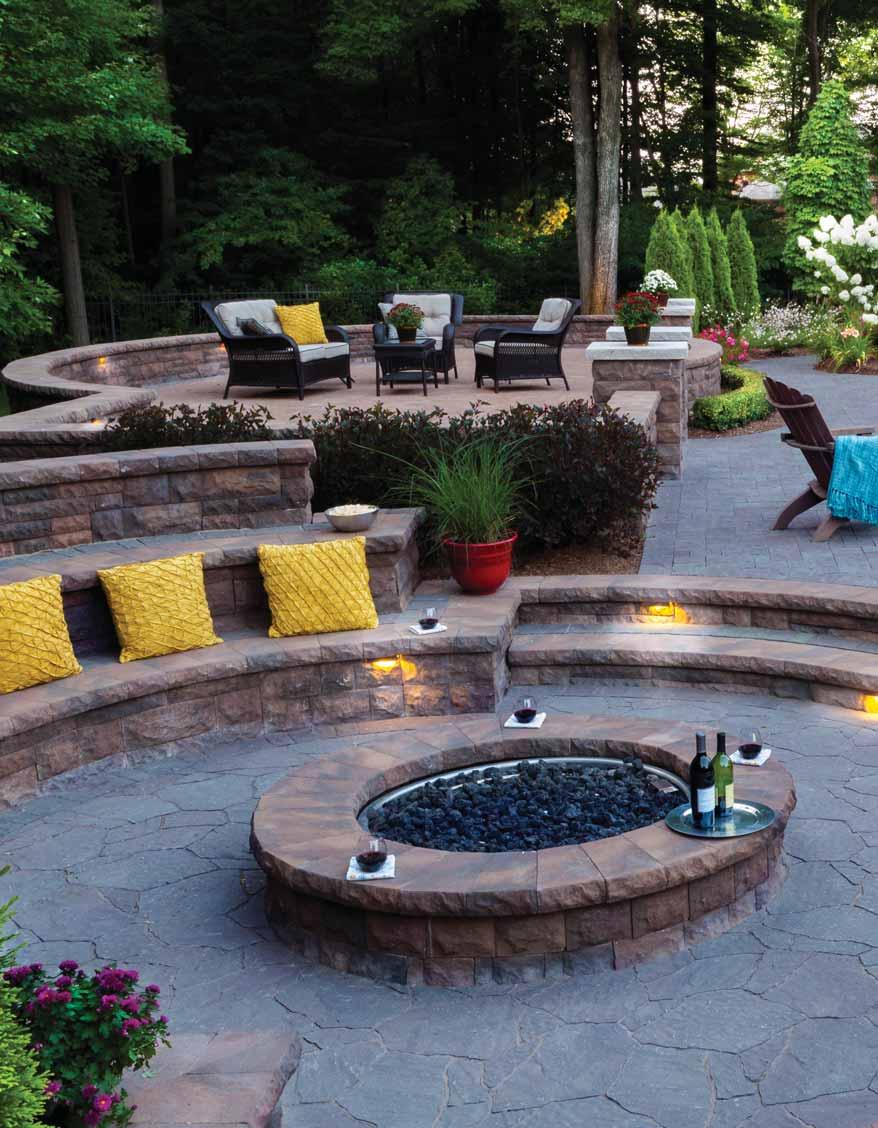 Pool Decks A Belgard pool deck is perfect for cannon ball season. BELAIR WALL FIRE PIT Create a natural space for friends to congregate.