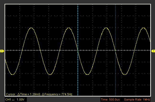 6) When the trigger conditions are met, data appears on the display representing the data points that the oscilloscope obtained with one acquisition. 4.
