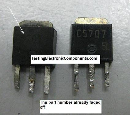 Missing Part Number in Semiconductors Diodes, Transistors and ICs (mainly power ICs) that is shorted could cause the part number that is printed on its body to fade away.