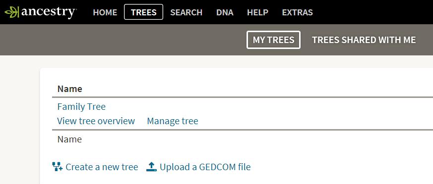 2 If you already have a tree and wish to add a new tree the options will be different click Create