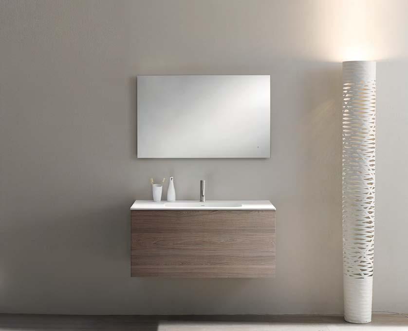 Drawer within a drawer + UP single drawer with open bottom shelf Technology: Vanities feature Hettich push-pull and soft-close system 1 vanity design option: Drawer within a drawer Tabacco K12