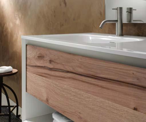 Vanity frame is available in a choice of Natural Oak or White Matte lacquer finish Vanity drawer front is available in a choice of