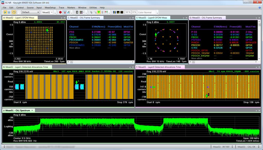 11 Keysight 5G New Radio Modulation Analysis Option BHN 89600 VSA Software - Technical Overview Analyze 5G NR and LTE carriers simultaneously for LTE-NR integration and coexistence testing Demodulate