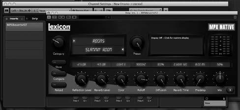 If using a plug-in that offers a mix control, such as a reverb or delay, adjust the Mix control to change the ratio of dry (unprocessed) to wet (processed)