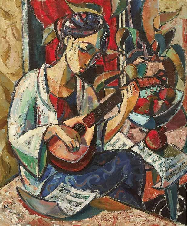 20. Woman with lute Oil on