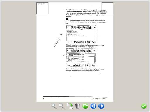 Preview when you select Preview, scanning will start and display an image of each scanned page (front and back) on the Status screen.