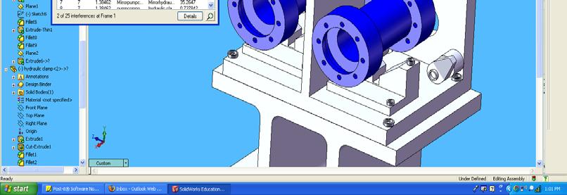 It should be noted that indications of interference are shown on the fixture components only, not on the workpiece.