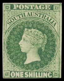 Prestige Philately - Auction No 168 Page: 13 307 P A- Lot 307 REPRINTS: 1905 posthumous imperforate plate proof in bright green on thick ribbed paper, margins just clear (at lower-right) to good,