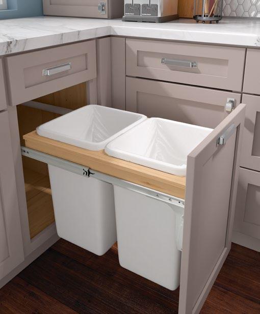 Frees up under-sink wastebasket space with the option to stow both