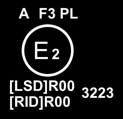 APPROVAL MARK OF A SINGLE LIGHT SIGNALLING LAMP Figure A7-I - Marking example 1 The lamp bearing the approval mark shown on the left is a front position lamp (A) approved in the Netherlands (E4),