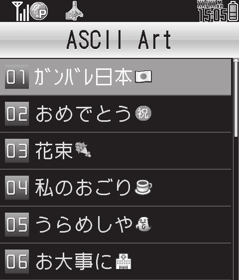 ASCII Art Using ASCII Art Inserting ASCII Art 1 In message text entry window, Options or B S Call ASCII Art Editing Entries