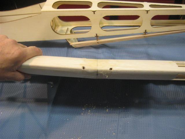 The exposed end of the wood dowels should have a slight taper to aid in the installation and removal of the wing.