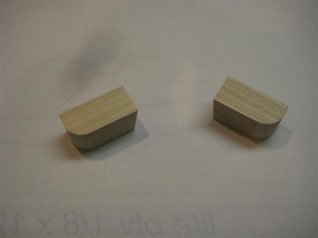 Cut and fit two 3/4 x3/4 x1 1/2 basswood